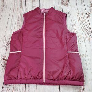 FootJoy Golf Vest Women L Purple Fig Full Zip Reversible Houndstooth Insulated